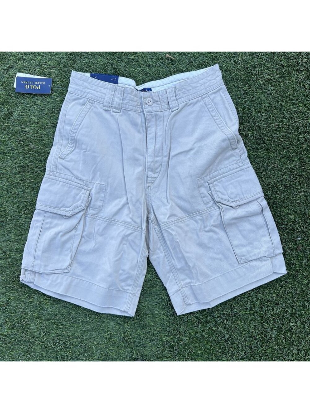 POLO RALPH LAUREN 10.5-Inch Classic Fit Twill Cargo Short, Beige Sz 30